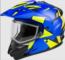 GMAX GM-11S Dual Sport Blue/HiVis Snowmobile Helmet  L XL 2XL 72-7125 CLEARANCE