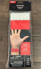 Amscan Tyvek WRISTBANDS 500 Count Numbered Events Parties SOLID RED