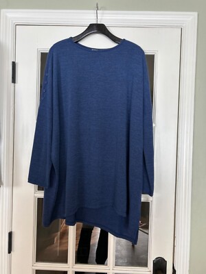 NWT Clara Sun Woo Sunwoo Blue Soft Knit Shoulder Buttons Asymmetric Tunic XL
