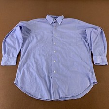 Lauren Ralph Lauren Men's 16 32/33 Blue Striped Long Sleeve Button Front Shirt