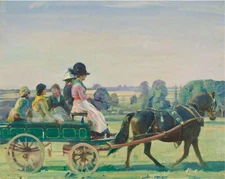  Sir Alfred James Munnings : The Green Wagon : Archival Quality Art Print