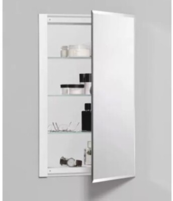 Robern RC1626D4FB1 R3 16'' x 26'' x 4'' Beveled Single Door Medicine - Silver