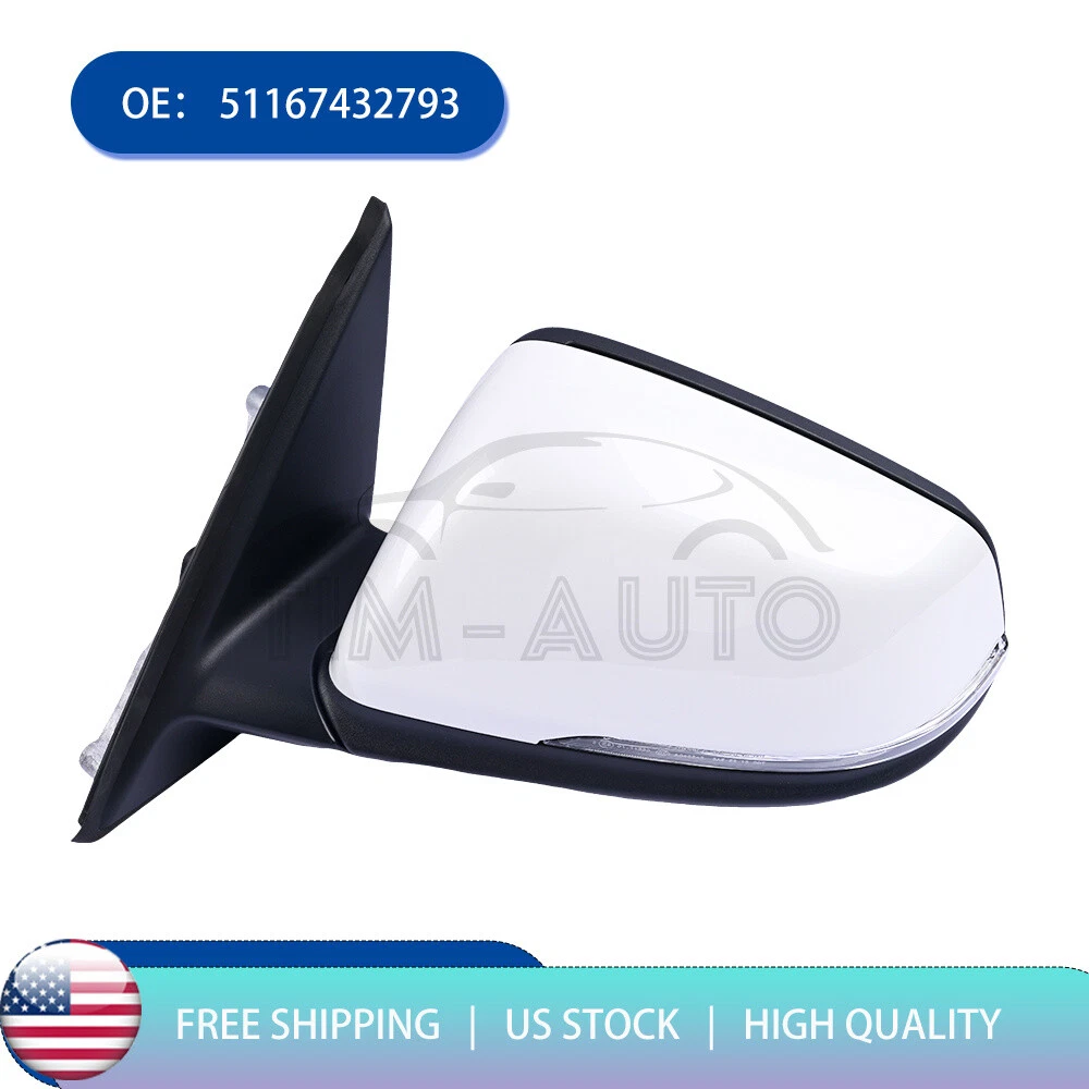 WHITE LEFT DRIVER MIRROR WITH POWER FOLD FOR BMW X1 2016 2017-2021 51167432793
