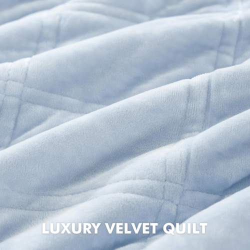 Velvet Quilt King Size, Luxury Bedspread Bedding Set, Ultra Soft Coverlet Oversi - Picture 3 of 6