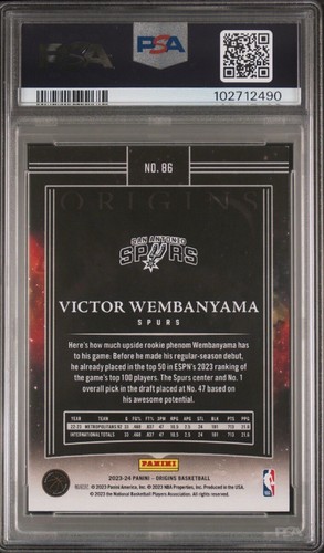 Victor Wembanyama #/60 Pink, Rookie Card, 2023 Panini Origins #86 - PSA 8 NM-MT - Picture 2 of 2