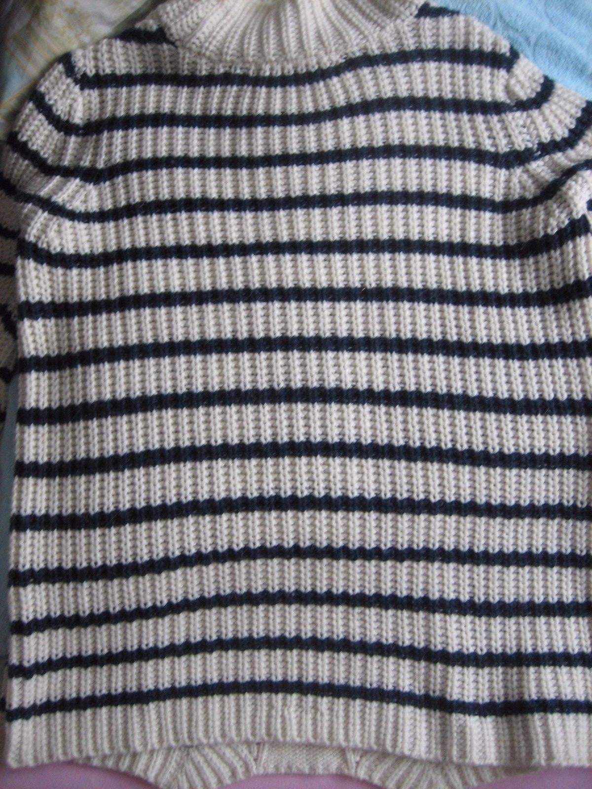 VERY RARE ivory cream white navy blue ZARA cable jumper sweater cable knit image 6