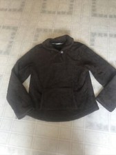Lands  End youth girls size XL 16 Brown Shawl Collar fleece jacket One Button