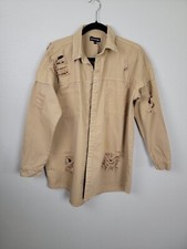 Women's Pretty Little Thing Over Sized Stone Denim Shirt Sz 8