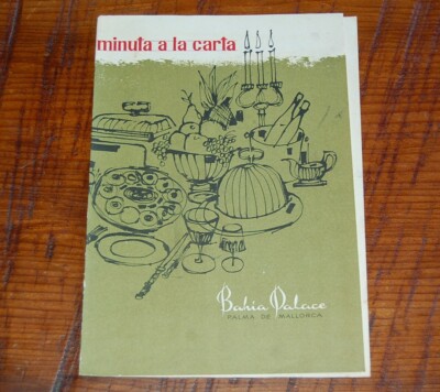 Vintage 1963 Dinner Menu minuta a la carta Bahia Palace Palma De Mallorca, Spain