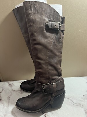 Dolce Vita Women Leather Brown Tall Boots Western Buckle