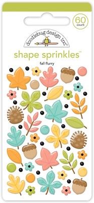 Doodlebug Sprinkles Puffy Stickers Fall Flurry Leaves Flowers Acorns Dots
