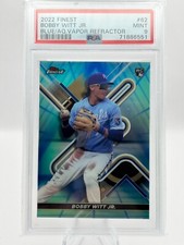 BOBBY WITT JR 2022 TOPPS FINEST BLUE AQUA VAPOR REFRACTOR 136/250 PSA 9 #62 JC