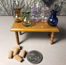 Dollhouse Miniatures 5 GLASS JARS WITH CORK T...