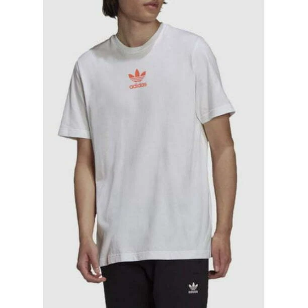 white adidas trefoil t shirt