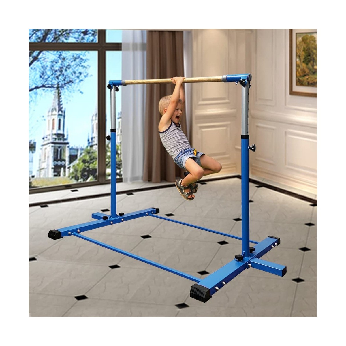 Weight Bar GLANT Adjustable Gymnastics Kip Bar 3' To 5' Height