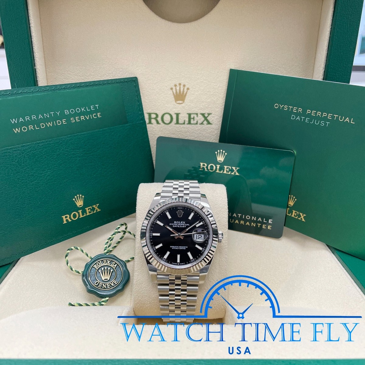 Rolex 126334 Datejust 41mm Fluted Bezel Black Index Dial Jubilee