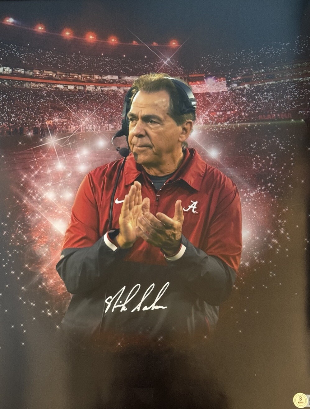 Nick Saban Autographed Signed Alabama Crimson Tide 16x20 Photo Football Beckett COA Bama 