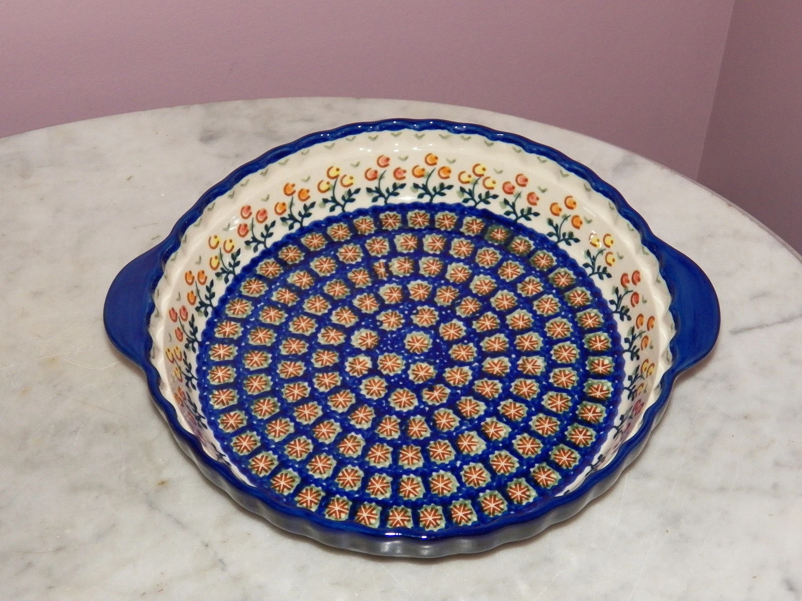 Polish Pottery Deep Dish Pie Baker! UNIKAT Signature Lucy Pattern!