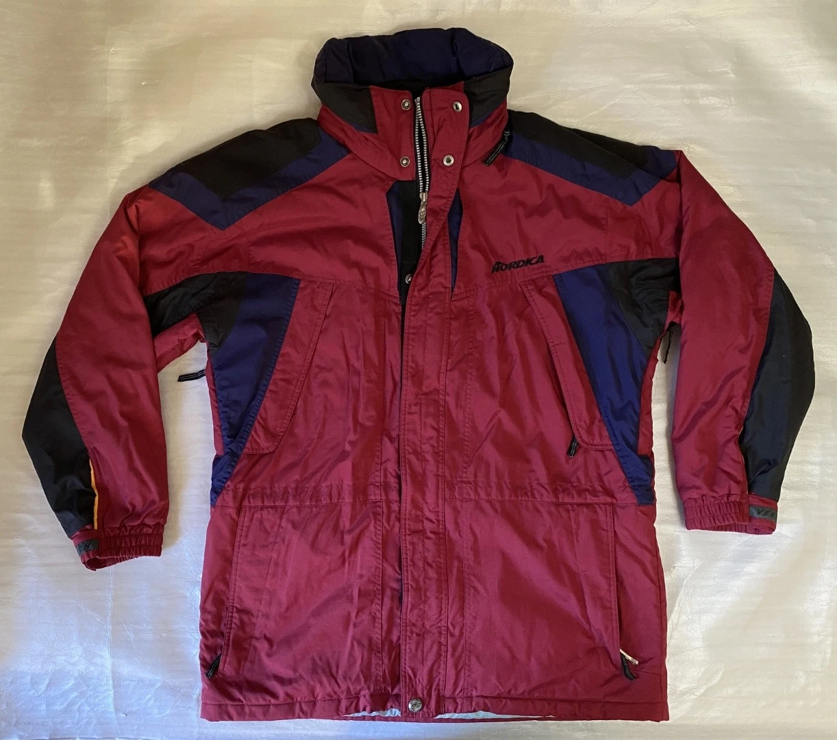 Vintage Nordica Vertech Ski Jacket Men XL Red Purple Ultrex Waterproof Insulated