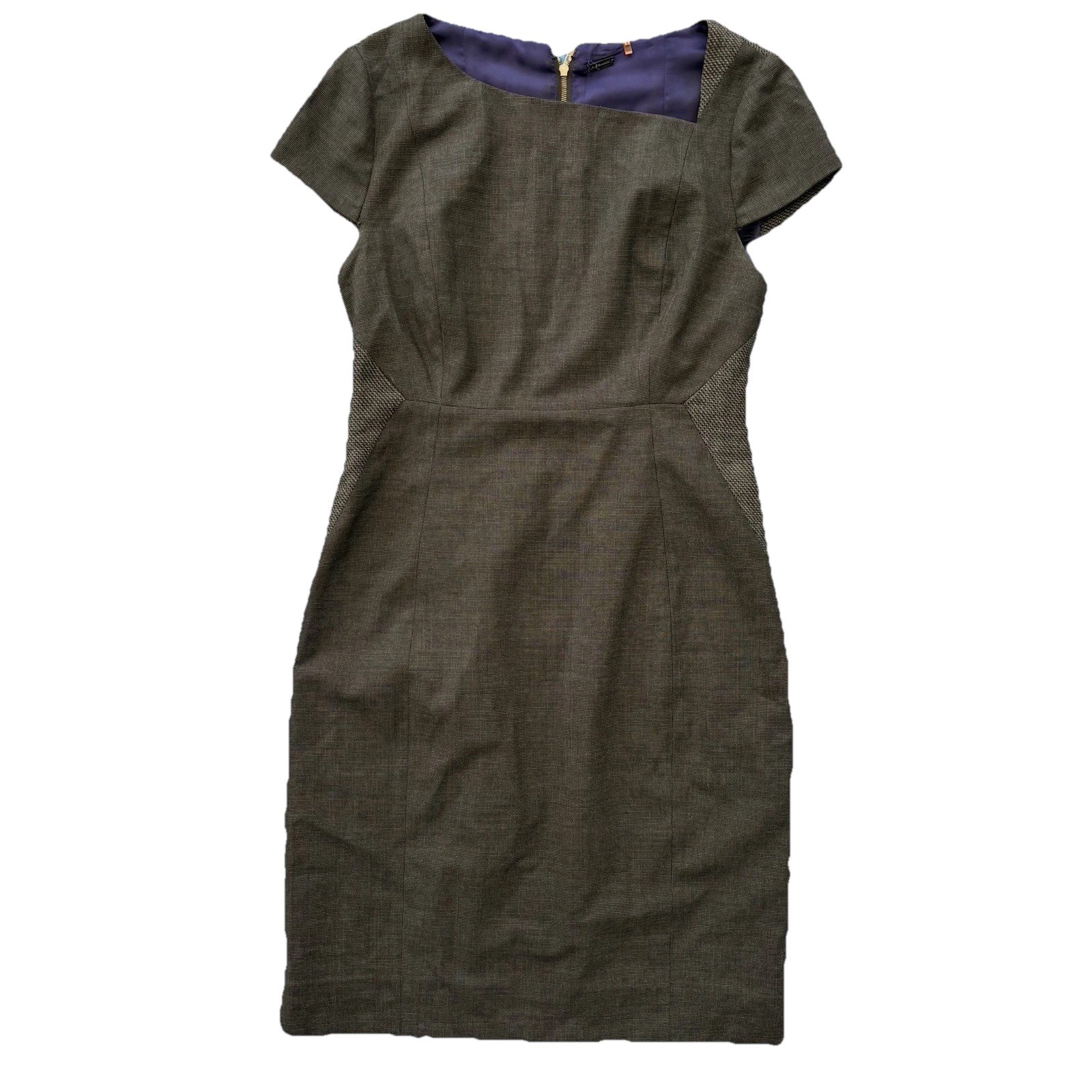 Elie Tahari Size 4 Gray Business Classic Cocktail Dress Square Neck 2005