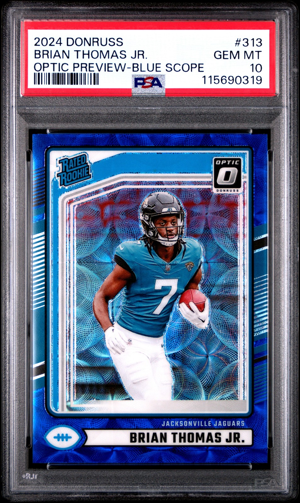 2024 Panini Donruss Brian Thomas Jr. Optic Preview-Blue Scope PSA 10
