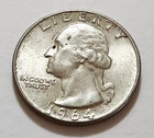 1964 Washington Quarter • AU Slider Look 90% Silver • Strong Detail No MM  X32