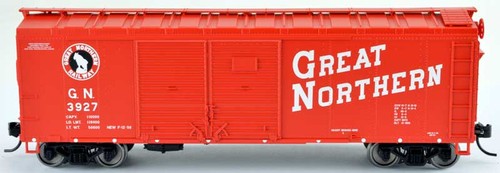 Carro de carga Bowser escala HO 40' doble puerta acero Great Northern/GN (rojo/rocoso) #3869 | Condition: New
