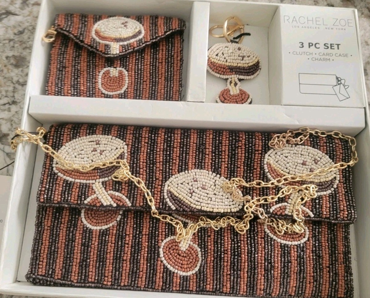 Rachel Zoe VIRAL Beaded Bag Espresso Martini Three Piece Set Charm
