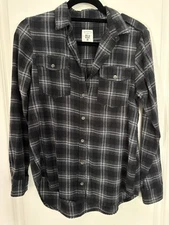 Billabong Black & White Plaid Button Down Flannel Shirt Women’s Medium Pre Owned