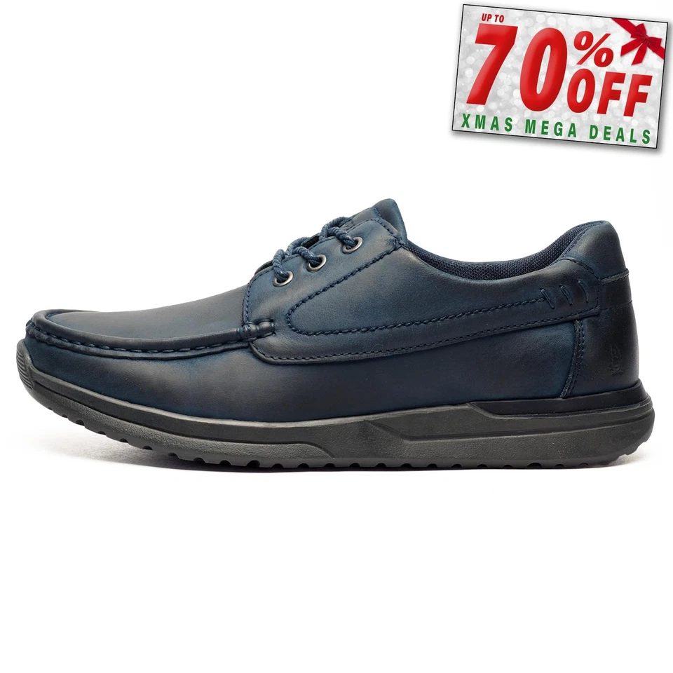 Hush Puppies Howard Mens Memory Foam Casual Lace Up Fashion Leather Shoes Navy