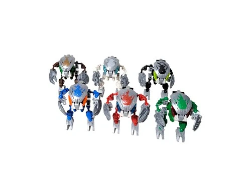 LEGO Bionicle 2003 Bohrok-Kal Set Of Six With Kranna And Green Rubber Bands