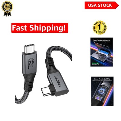 High-Speed 4.6ft Thunderbolt 4 Cable with Right Angle Connector & 240W Charging