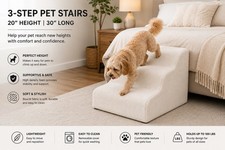 4 Step Ramp Stairs for Sofa Chair NonSlip Sturdy Pet Steps Dogs Vanilla 20 in