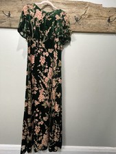 Maxi abito Soirée Saunter in velluto modCloth nuovo con etichetta taglia large verde