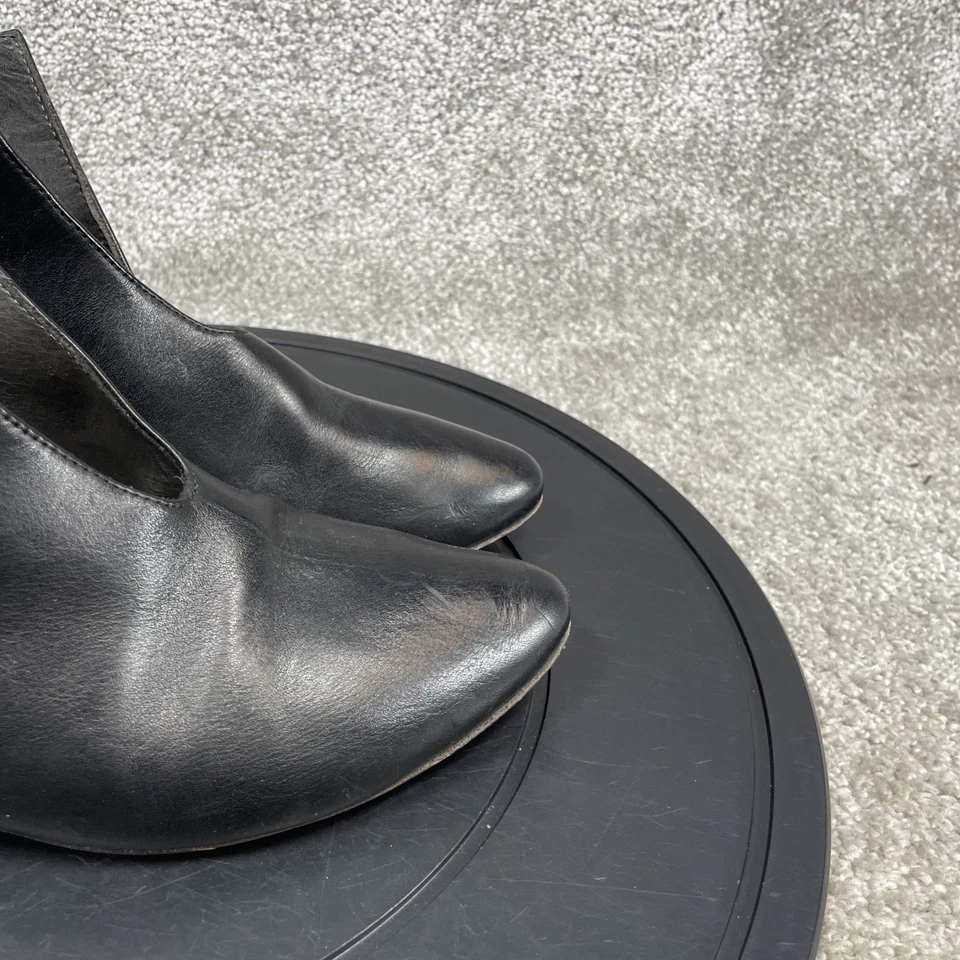 Botas Marsell para mujer talla 38 EU 7.5 US cuero negro punta redonda botín de tacón Foto 2 de 4