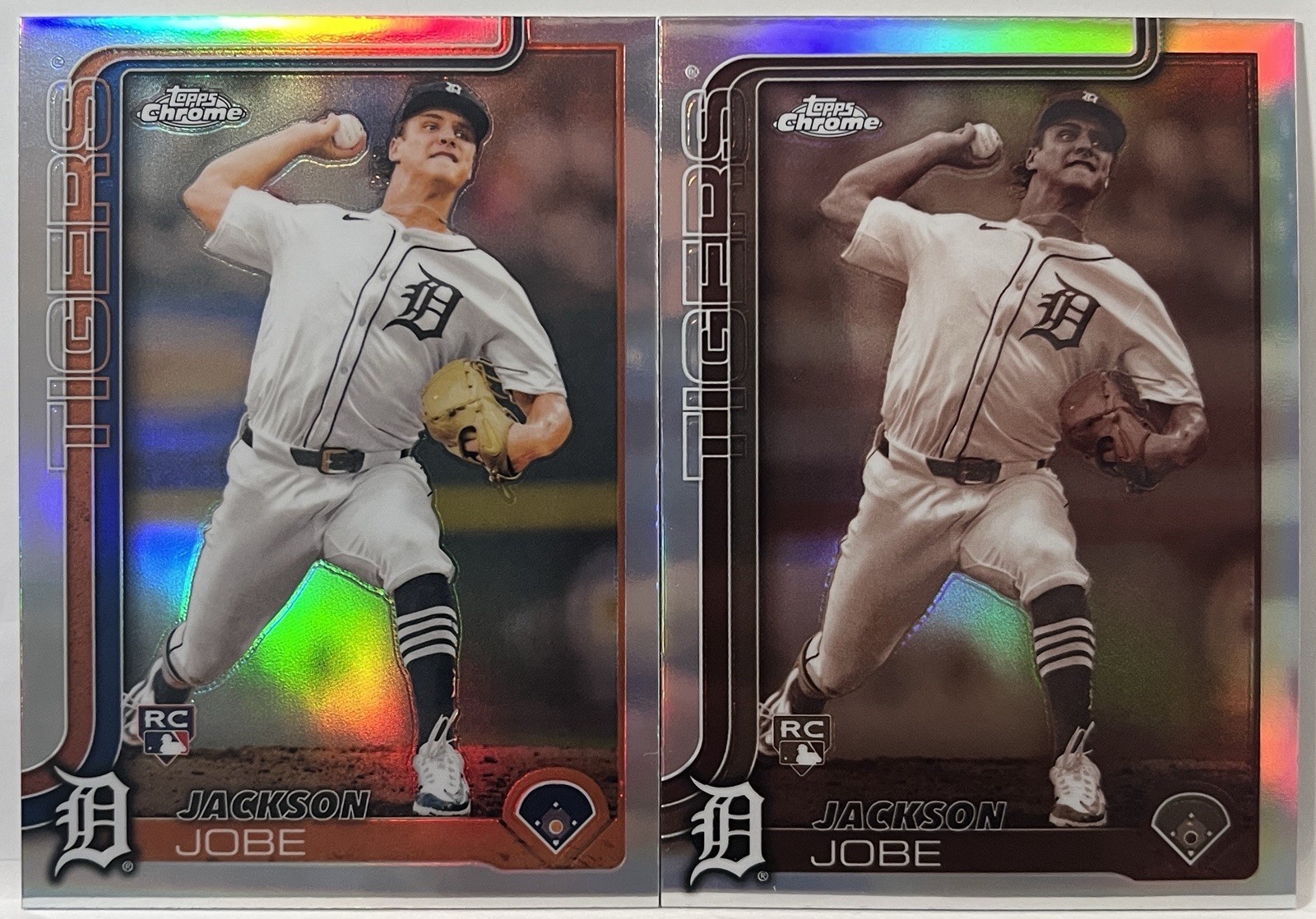 2025 Topps Chrome Jackson Jobe (RC) REFRACTOR & SEPIA #249 TIGERS