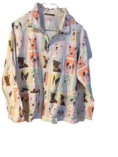 PJ Salvage Flannel Pajama Top With Pockets - Dog Portraits - Women's Size Large