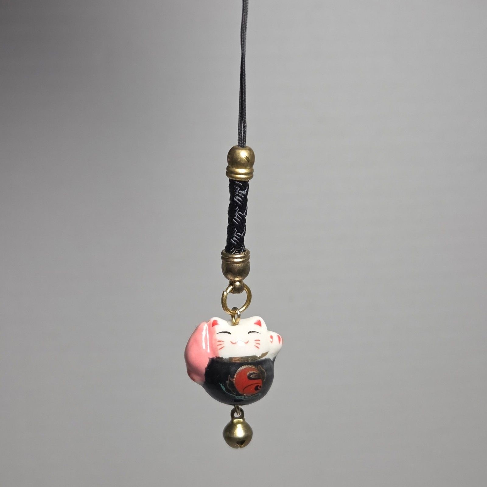 Japanese Lucky Cat Bell Charm Keychain