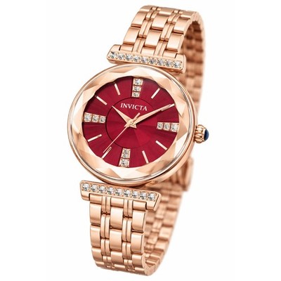 Invicta Wildflower Watch - 30mm Rose Gold, Red Dial - NEW