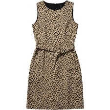 NWT J. Crew Womens Brown Black Leopard Print Belted Lined Sheath Dress Size 2