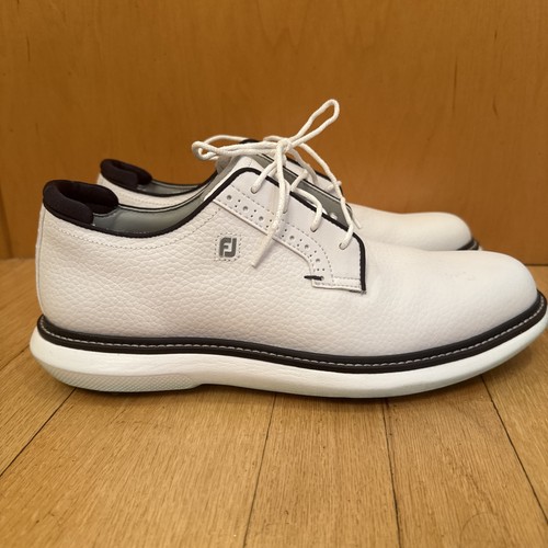FootJoy Traditions Blucher Golf Shoes Mens 9.5 White Spiked Waterproof Leather