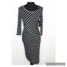 Lulus dress womens Medium NEW Stripe It Rich black white stripe asymmetrical