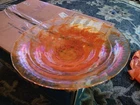 Large Vintage Murano Style Orange Swirl Glass Bowl 16"