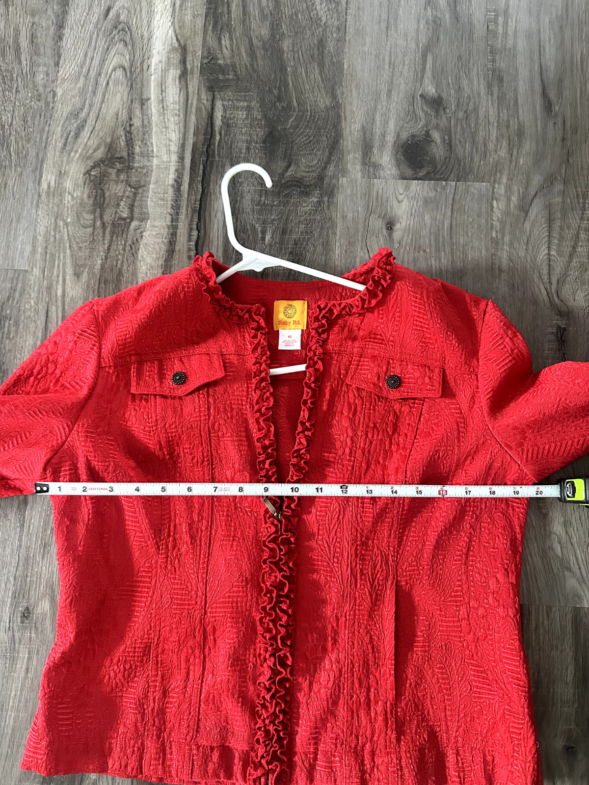 Ruby Rd Red Textured Ruffle Front Jacket Women’s … - image 10