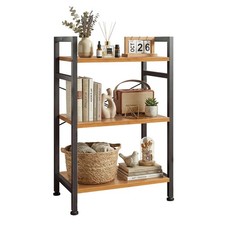 3 Tier Bookshelf, Free Standing Wooden Bookcase with Open Storage Shelves wit...