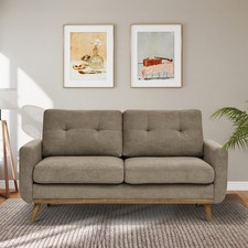 68" Khaki Chenille Midcentury Modern Loveseat Sofa Couch Small Comfy Tufted