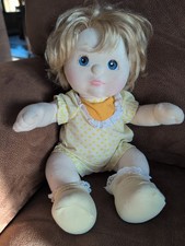 Mattel Vintage 1985 My Child Doll Blonde Hair Blue Eyes Yellow Polka Dot Romper