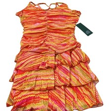 Wild Fable Women's Pink Zig Zag Sleeveless Ruched Tiered Dress - Medium - NWT