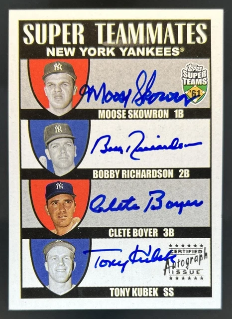 2002 Topps Super Teams Moose Skowron Bobby Richardson Boyer Tony Kubek Autogramm #/50