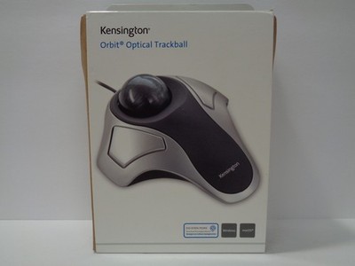 Kensington Orbit Optical Trackball Wired Mouse USB Silver Black NIB Sealed